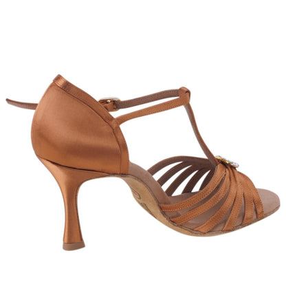 Rummos Damen Tanzschuhe Elite Karina 048 - Obermaterial: Satin - Farbe: Dark Tan - Weite: Normal - Absatz: 70R Flare - Größe: EUR 34