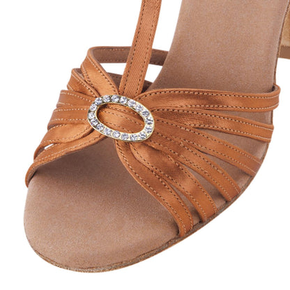 Rummos Damen Tanzschuhe Elite Karina 048 - Obermaterial: Satin - Farbe: Dark Tan - Weite: Normal - Absatz: 70R Flare - Größe: EUR 38,5