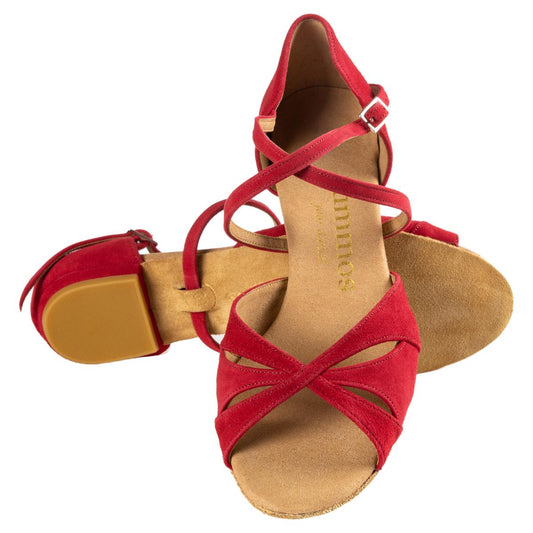 Rummos Damen Tanzschuhe Lola 028 - M: Nubuck - C: Rot - W: Medium (Normal) - H: 20 Block - Si: EUR 42