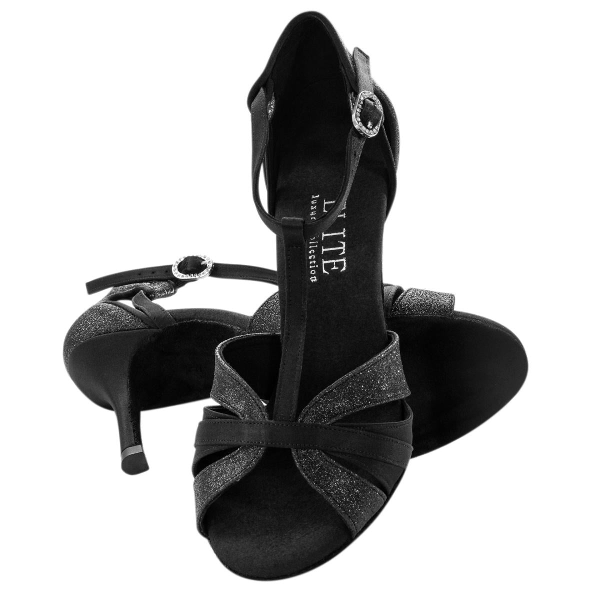 Rummos Damen Tanzschuhe Elite Martina 041/131 - Obermaterial: Satin/Glitzer - Farbe: Schwarz - Weite: Normal - Absatz: 80E Stiletto - Größe: EUR 38,5