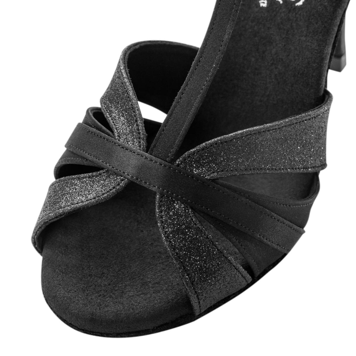 Rummos Damen Tanzschuhe Elite Martina 041/131 - Obermaterial: Satin/Glitzer - Farbe: Schwarz - Weite: Normal - Absatz: 80E Stiletto - Größe: EUR 38
