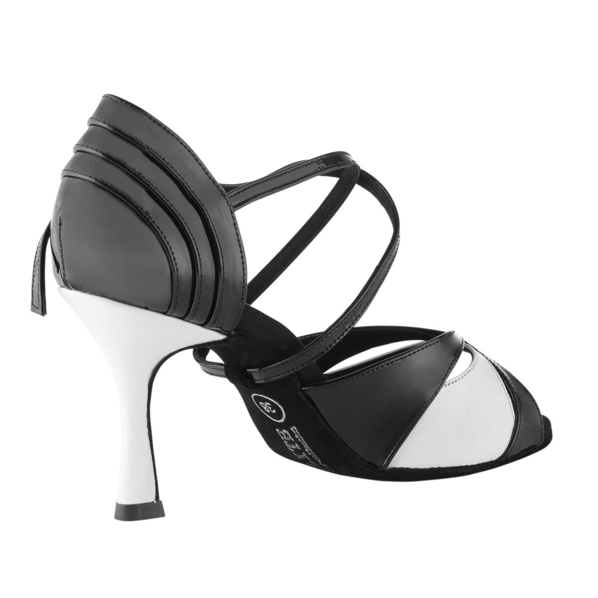 Rummos Damen Tanzschuhe Elite Paloma 035/004 - Material: Leder/Lackleder - Farbe: Schwarz/Weiß - Weite: Normal - Absatz: 70R Flare - Größe: EUR 34,5