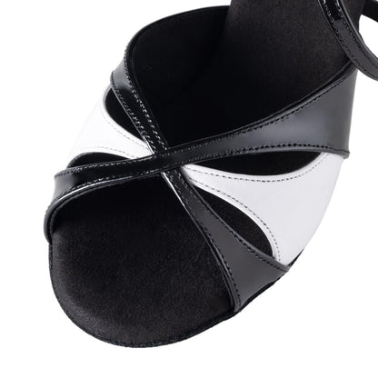 Rummos Damen Tanzschuhe Elite Paloma 035/004 - Material: Leder/Lackleder - Farbe: Schwarz/Weiß - Weite: Normal - Absatz: 70R Flare - Größe: EUR 35,5