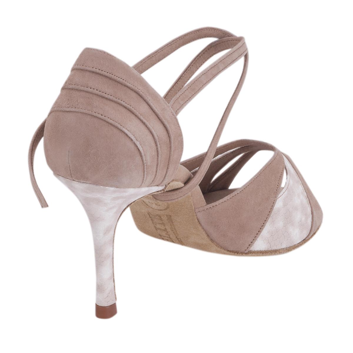 Rummos Damen Tanzschuhe Elite Paloma 027/093 - Obermaterial: Nubuck/Leder - Farbe: Hellbraun/Beige - Weite: Normal - Absatz: 80E Stiletto - Größe: EUR 34