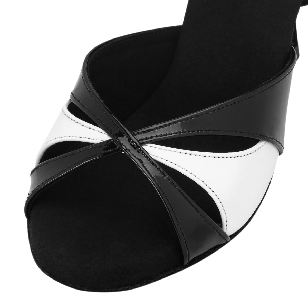 Rummos Damen Tanzschuhe Elite Paloma 035/004 - Obermaterial: Leder/Lackleder - Farbe: Schwarz/Weiß - Weite: Normal - Absatz: 80E Stiletto - Größe: EUR 38,5