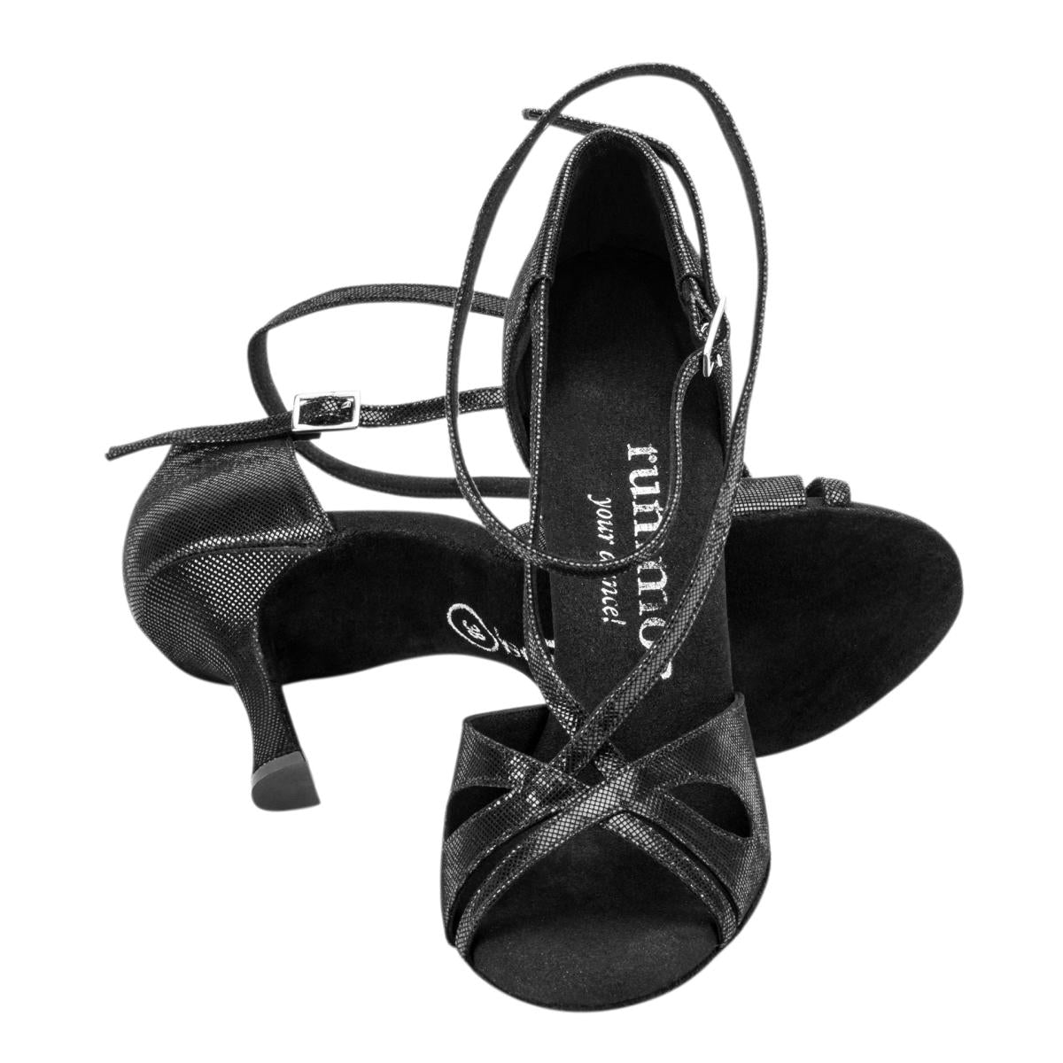 Rummos Damen Tanzschuhe R306 061 - Obermaterial: Leder - Farbe: Schwarz Diva - Weite: Normal - Absatz: 70R Flare - Größe: EUR 39
