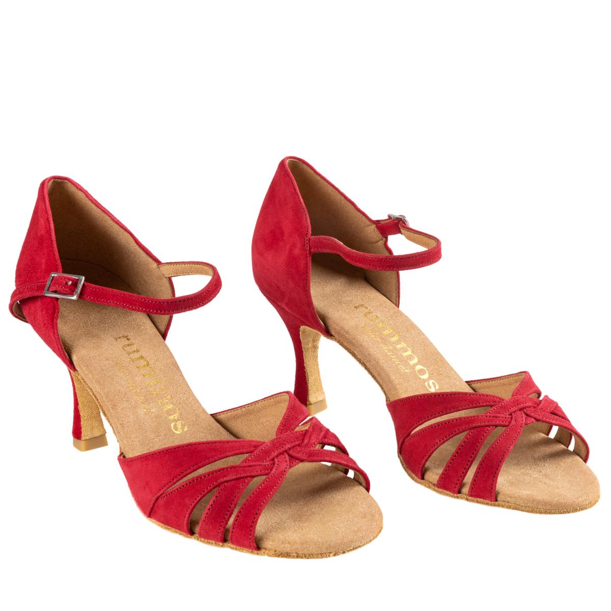 Rummos Damen Tanzschuhe R383 028 - M: Nubuck - C: Rot - W: Medium (Normal) - H: 60R Flare - Si: EUR 35