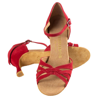 Rummos Damen Tanzschuhe R383 028 - M: Nubuck - C: Rot - W: Medium (Normal) - H: 60R Flare - Si: EUR 41
