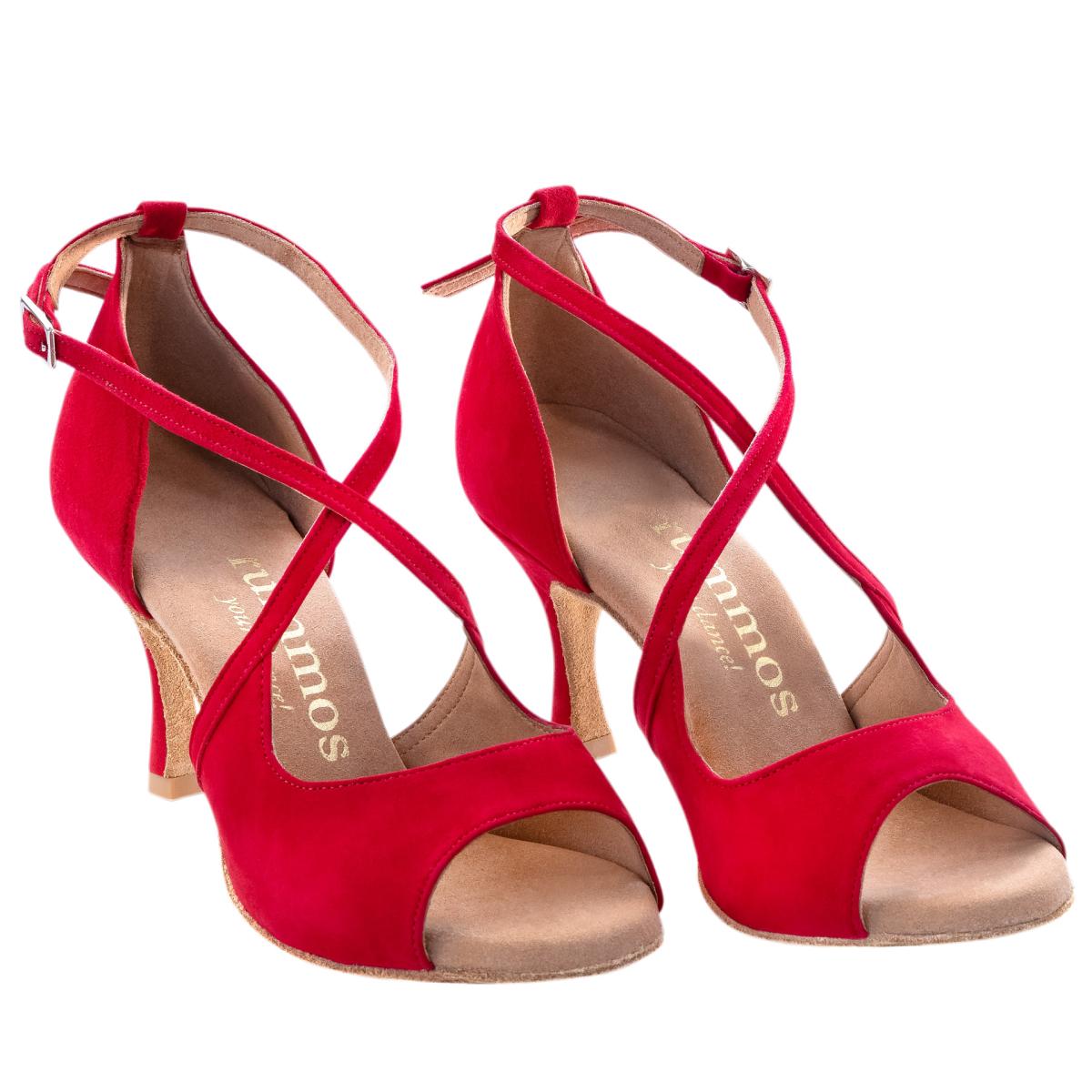 Rummos Damen Tanzschuhe R545 028 - Obermaterial: Nubuck - Farbe: Rot - Weite: Normal - Absatz: 60R Flare - Größe: EUR 36