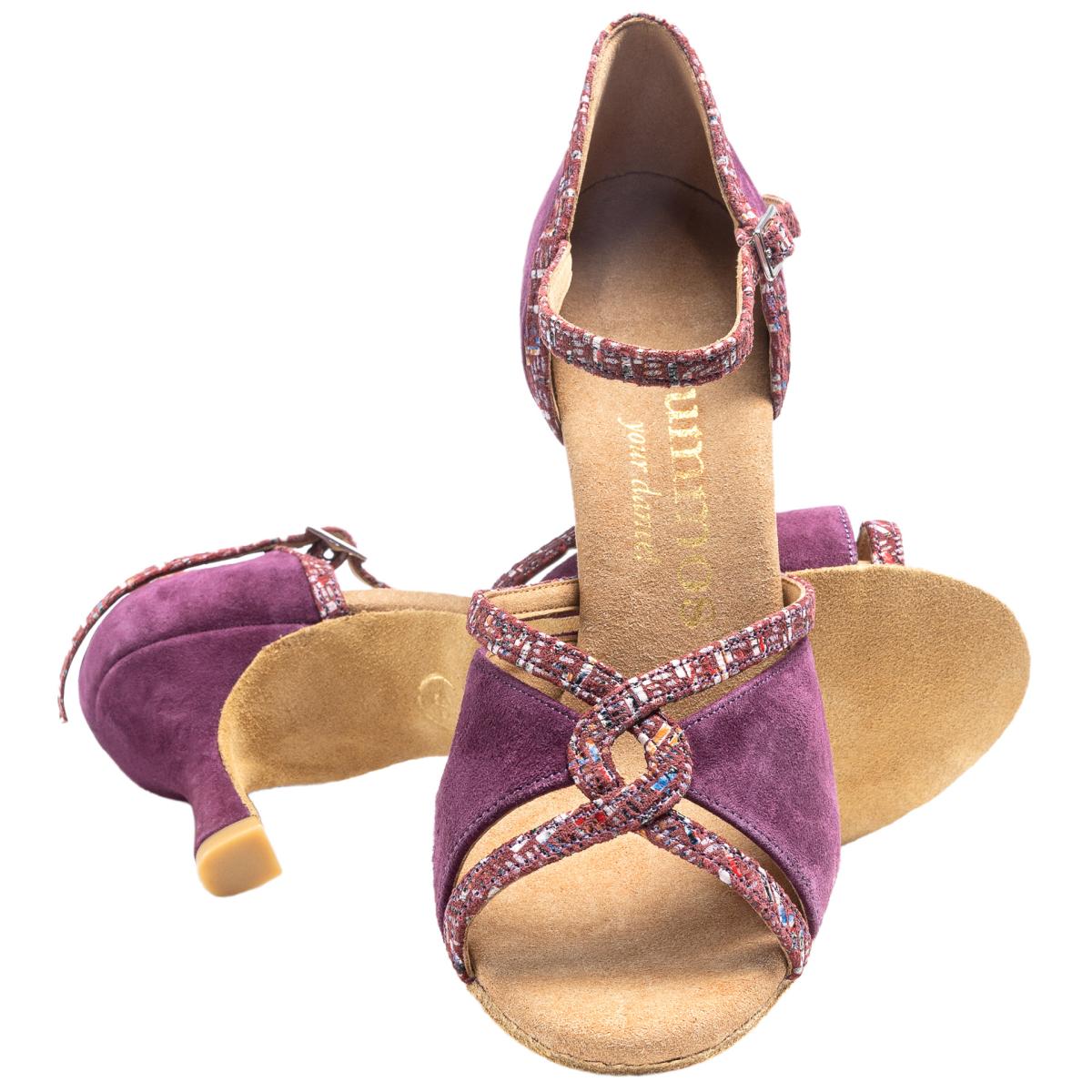 Rummos Damen Tanzschuhe R550 125-205 - Material: Nubuck/Leder - Farbe: Burgundy - Weite: Medium (Normal) - Absatz: 60R Flare - Größe: EUR 33.5