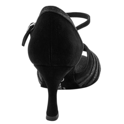Rummos Damen Tanzschuhe R563 024-131 - Obermaterial: Nubuck/Glitzer - Farbe: Schwarz - Weite: Normal - Absatz: 60R Flare - Größe: EUR 34,5