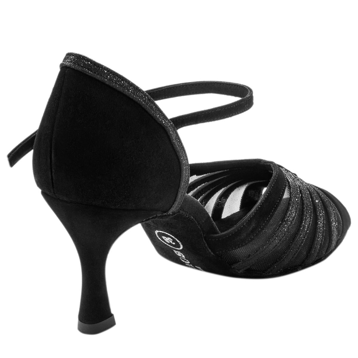 Rummos Damen Tanzschuhe R563 024-131 - Obermaterial: Nubuck/Glitzer - Farbe: Schwarz - Weite: Normal - Absatz: 60R Flare - Größe: EUR 42