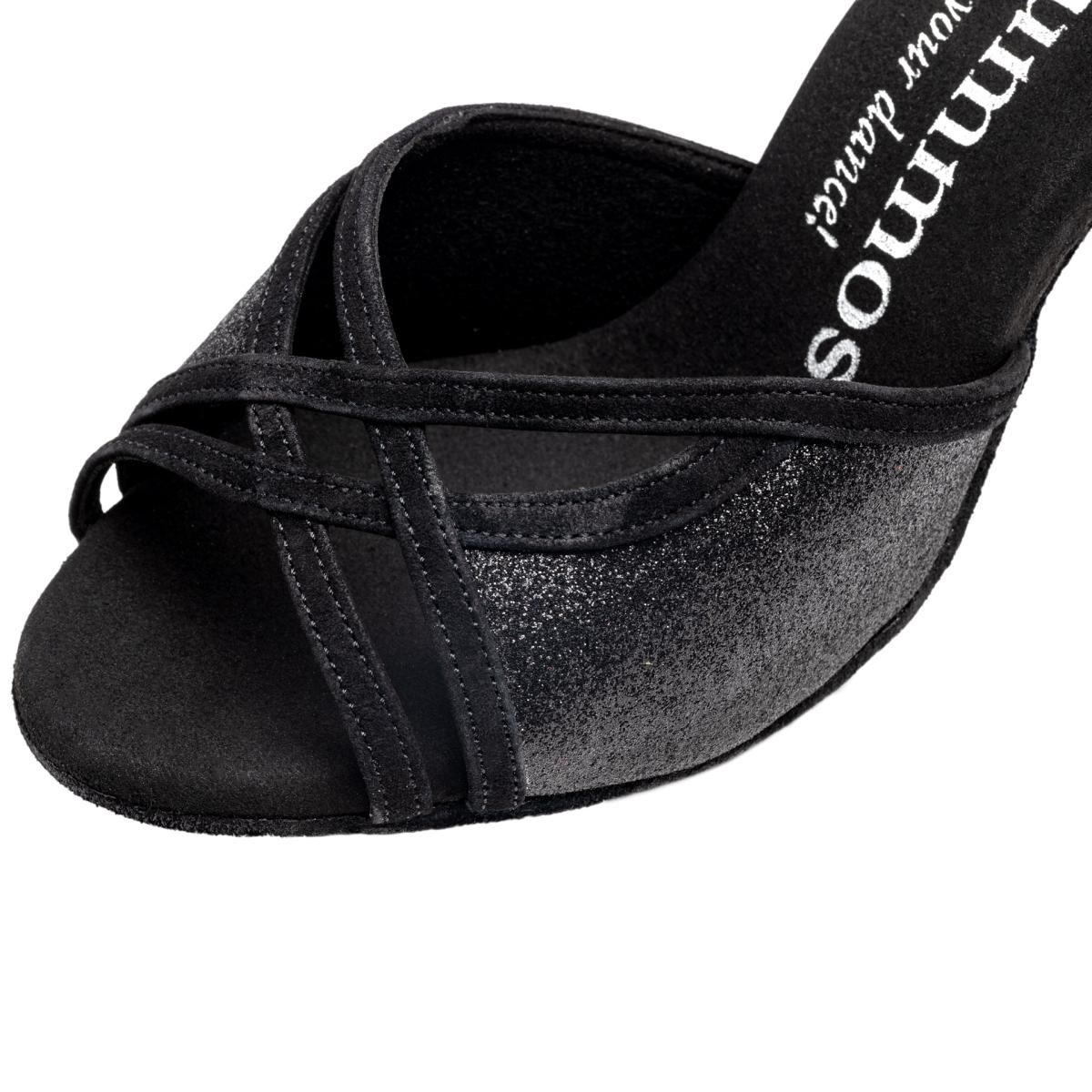 Rummos Damen Tanzschuhe Claire 131-024 - Material: Glitter/Nubuck - Farbe: Schwarz - Weite: Medium (Normal) - Absatz: 60R Flare - Größe: EUR 33.5