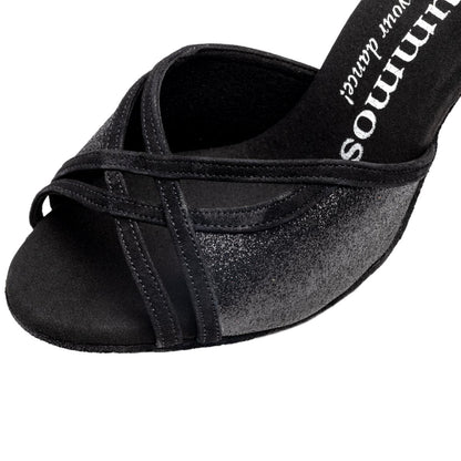 Rummos Damen Tanzschuhe Claire 131-024 - Material: Glitter/Nubuck - Farbe: Schwarz - Weite: Medium (Normal) - Absatz: 60R Flare - Größe: EUR 33.5