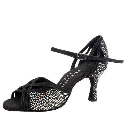Rummos Damen Tanzschuhe Claire 231-024 - M: Leder/Nubuck - C: GalBlack/Schwarz - W: Medium (Normal) - H: 60R Flare - Si: EUR 42