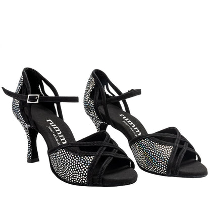 Rummos Damen Tanzschuhe Claire 231-024 - M: Leder/Nubuck - C: GalBlack/Schwarz - W: Medium (Normal) - H: 60R Flare - Si: EUR 41