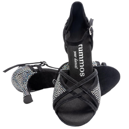 Rummos Damen Tanzschuhe Claire 231-024 - M: Leder/Nubuck - C: GalBlack/Schwarz - W: Medium (Normal) - H: 60R Flare - Si: EUR 38