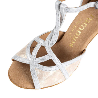 Rummos Damen Tanzschuhe Santigold 093-169 - M: Leder - C: Snake Beige/Silber Cuarzo - W: Medium (Normal) - H: 60R Flare - Si: EUR 39