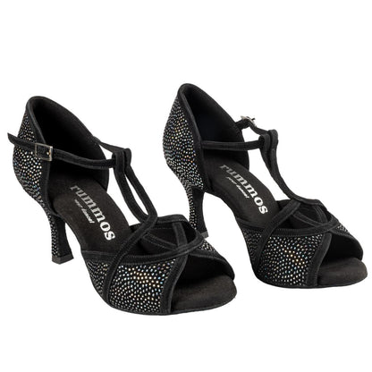 Rummos Damen Tanzschuhe Santigold 231-024 - M: Nubuck/Leder - C: GalBlack/Schwarz - W: Medium (Normal) - H: 60R Flare - Si: EUR 35,5