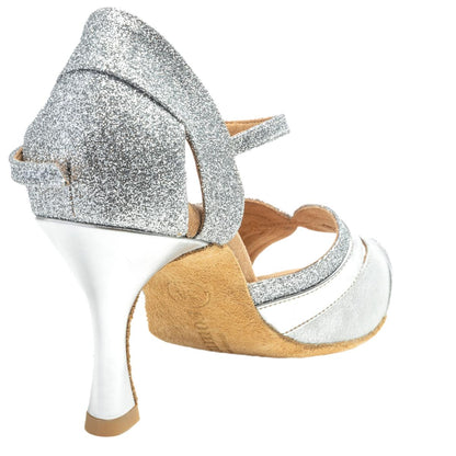 Rummos Damen Tanzschuhe Isabel - M: Glitzer/Leder - C: Silber - W: Medium (Normal) - H: 60R Flare - Si: EUR 39