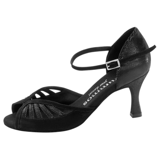Rummos Damen Tanzschuhe Stella 024-061 - Obermaterial: Nubuck/Leder - Farbe: Schwarz - Weite: Normal - Absatz: 60R Flare - Größe: EUR 42