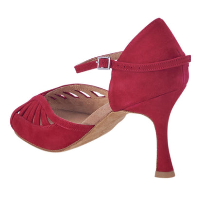 Rummos Damen Tanzschuhe Stella 028 - Obermaterial: Nubuck - Farbe: Rot - Weite: Normal - Absatz: 70R Flare - Größe: EUR 38,5
