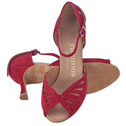 Rummos Damen Tanzschuhe Stella 028 - Obermaterial: Nubuck - Farbe: Rot - Weite: Normal - Absatz: 70R Flare - Größe: EUR 38,5