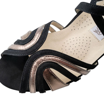Werner Kern Damen Tanzschuhe Bess - Obermaterial: Veloursleder/Leder Schwarz/Antik - Größe: EU 33 1/3