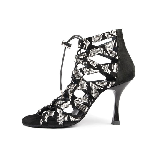 PortDance Damen Tanzschuhe PD804B - Farbe: Schwarz/Weiß - Absatz: 7 cm Flare (klein) - Größe: EUR 41