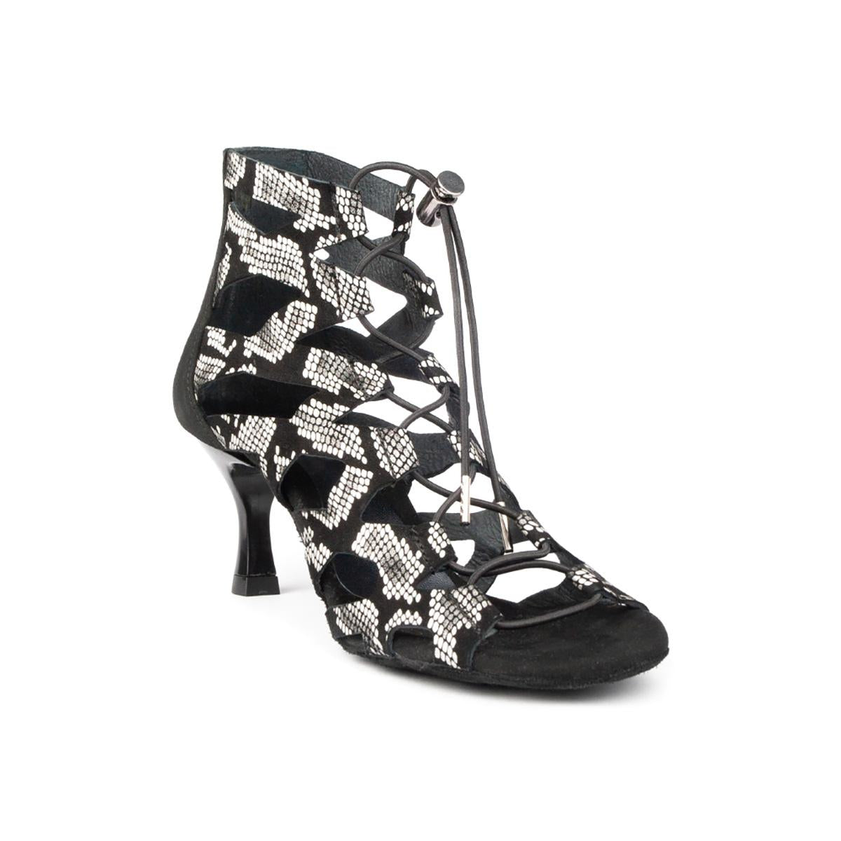PortDance Damen Tanzschuhe PD804B - Farbe: Schwarz/Weiß - Absatz: 5 cm Flare (klein) - Größe: EUR 40,5