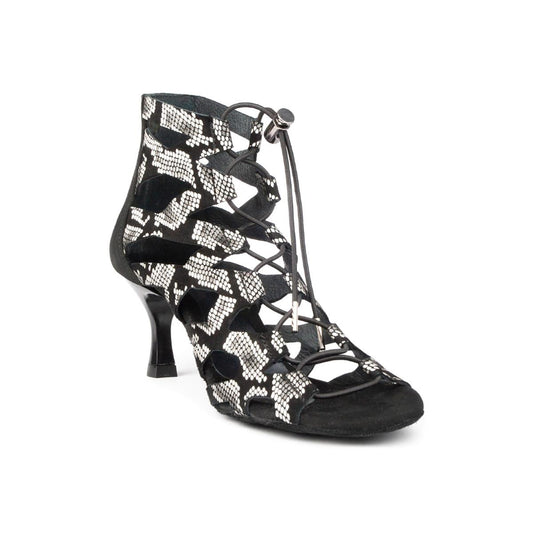 PortDance Damen Tanzschuhe PD804B - Farbe: Schwarz/Weiß - Absatz: 5 cm Flare (klein) - Größe: EUR 40,5