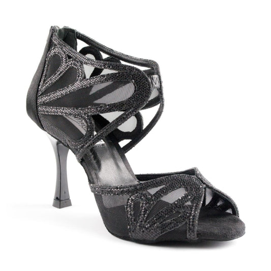 Portdance Damen Tanzschuhe PD808 - Farbe: Schwarz - Absatz: 7 cm Flare - Größe: EUR 39