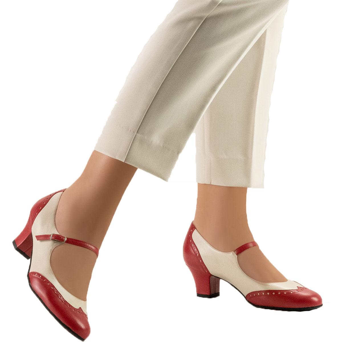 Werner Kern Damen Tanzschuhe Emma 4,5 - Farbe: Rot/Creme - Größe: UK 4,5