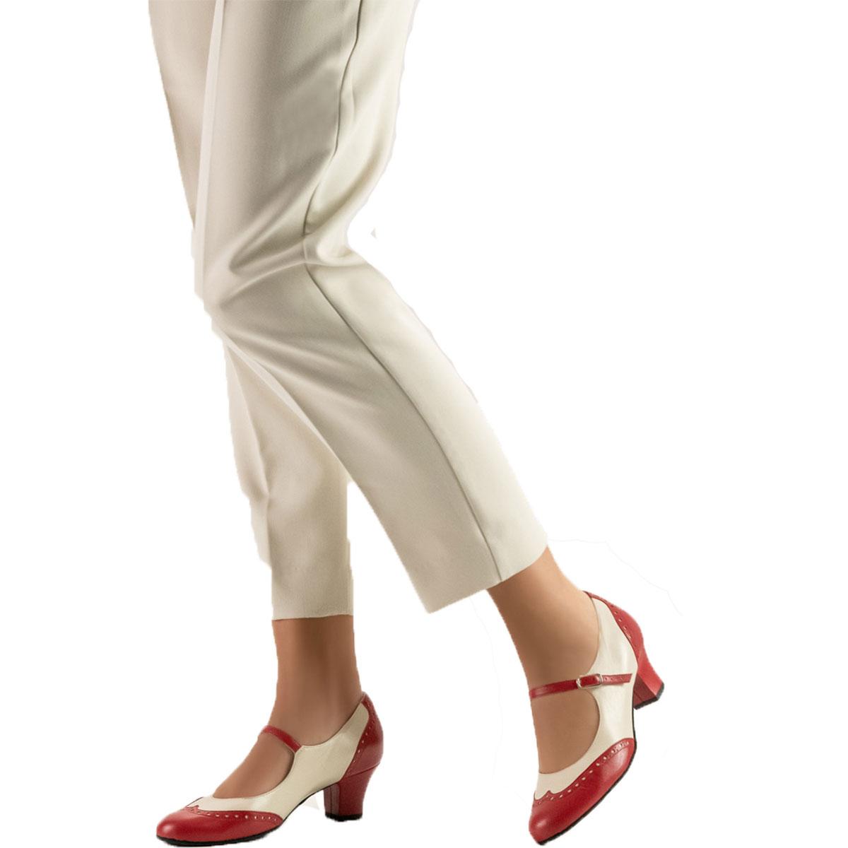 Werner Kern Damen Tanzschuhe Emma 4,5 - Farbe: Rot/Creme - Größe: UK 7